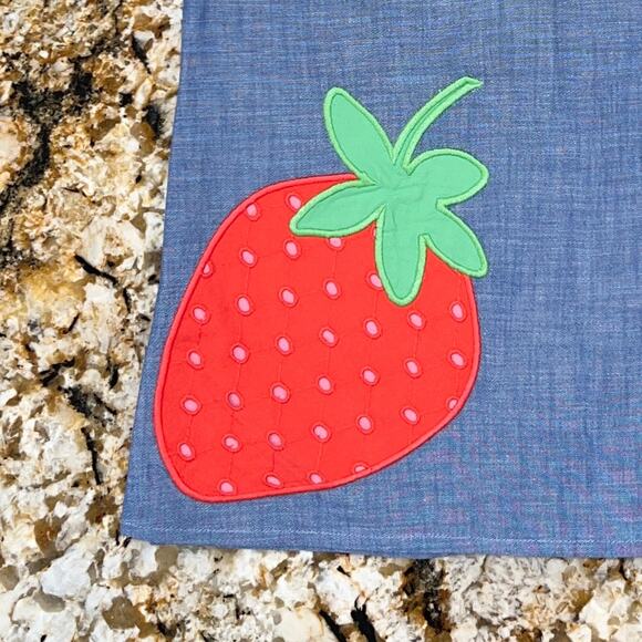 NWT Gymboree Blue Chambray W/Embroidered Strawberry Shift Dress - Picture 5 of 9